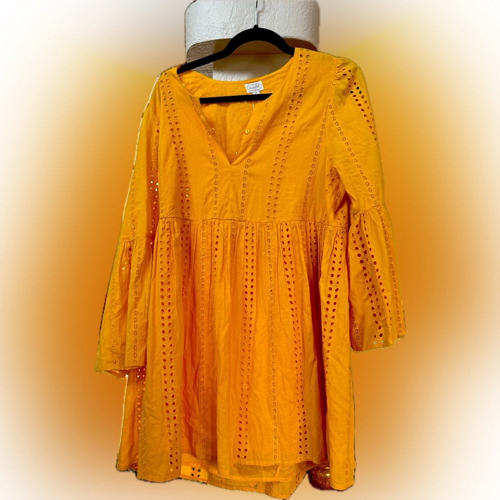 Mudpie, new with tags, Raleigh, eyelet dress, mustard, midi,‎ size medium